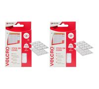 VELCRO Brand Stick On Coins Double Sided Hook & Loop Self Adhesive Sticky Coins Perfect for Room Décor & Home, Office, Garage Use White 16mm x 16mm S