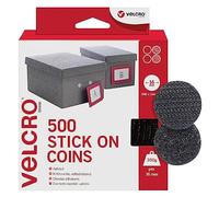 VELCRO Brand Stick On Coins, Hook & Loop Dots, Black 16mm, Set of 500