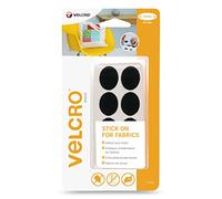 VELCRO® Brand | Stick On Ovals for Fabrics | Cut-to-Length Strong Hook & Loop Self Adhesive Ovals Perfect for Crafting, Clothing Repairs & Hemming | Black | 24mm | Set of 8