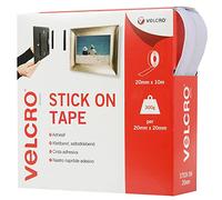 VELCRO® Brand | Stick On Tape | Cut-to-Length Strong Hook & Loop Self Adhesive Sticky Tape Perfect for Room Décor & Home, Office, Garage Use | White | 20mm x 10m