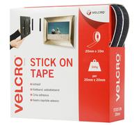 VELCRO Brand, Stick On Tape Cut-to-Length, Strong Hook & Loop Self Adhesive Sticky Tape, Perfect for Room Décor & Home, Office, Garage Use, Black, 20