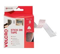VELCRO Brand Stick On Tape, Hook & Loop, Cut-to-Length, White, 20mm x 2.5m | Self Adhesive Tape, Multi-Purpose Strong Double Sided Hook & Loop Tape, Perfect for Room Décor & Home, Office, Garage Use