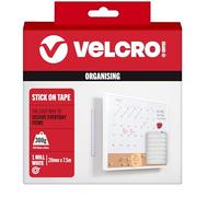 VELCRO Brand Stick On Tape, Hook & Loop, Cut-to-Length, White 20mm x 7.5m