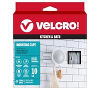 VELCRO Brand Strong Thin Tape | 12ft Heavy Duty Roll Discrete Low Profile Flush Seamless Surface Mount | Holds up to 10lbs in Kitchen or Bathroom | Powerful Fastener Solution for Tough Projects, White