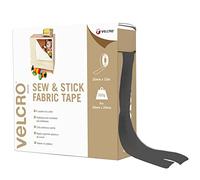 VELCRO Brand VEL-EC60262 Black Stick Tape, Multipurpose Sew On Hook and Loop Fabric Adhesive with Sticky Back-Perfect Solution for Clothing Repairs & Hemming, 20mm x 10m