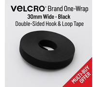 VELCRO® One Wrap Reusable Hook & Loop Tape -30mm Black - Double-Sided Tape