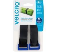 VELCRO(R) Brand Elastic Cinch Strap 15"X1" 2/Pkg-Black 30094