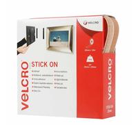 VELCRO® Stick On Tape Beige 20mm x 10m - Self Adhesive Hook & Loop Roll