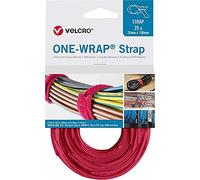 VELCRO Velcro Cable Ties One Wrap Strap 20 x 200 mm, Red, Pack of 25