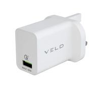 VELD 18W Super Fast USB Wall Charger, UK Mains Plug, QC 3.0, Compatible With Samsung Galaxy S10/S9/S8/S7/S20, iPhone 12/11/11 pro/Xs/XR/X/8/7/6/6S, Huawei, AirPods, Tablets, Qi Pads + other devices