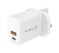 VELD VH30DW 30W GaN Dual Port USB Wall Charger - USB-C PD/PPS & USB-A QC - Ultra-Compact Fast Charger for Phones, Tablets & More