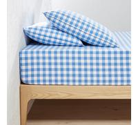 Veldi Blue Gingham 30cm High 100% Cotton Fitted Sheet blue gingham check