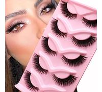 Veleasha Cat Eye Lashes Natural Look Fox False Eyelashes Gorgeous Wispy & Lightweight Faux Mink Lashes for Doll Eye Makeup 5 Pairs Pack (Charming)