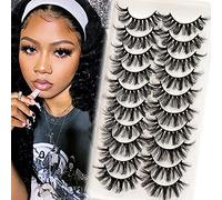 Veleasha Lashes Fluffy Wispy Faux Mink Eyelashes Criss-cross False Lashes 10 Pairs Pack Fake Eyelashes for Women (6D23)