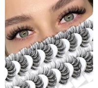Veleasha Lashes Russian Strip Lashes Eyelashes with Clear Band Looks Like Eyelash Extensions D Curl Lash Strips 10 Pairs Pack (DT01)