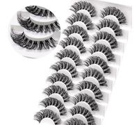 Veleasha Lashes Russian Strip Lashes Eyelashes with Clear Band Looks Like Eyelash Extensions D Curl Lash Strips 10 Pairs Pack (DT01)