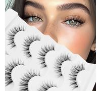 Veleasha Lashes Wispy False Eyelashes 100% Handmade Eyelashes Natural Look Fake Lashes Lightweight Lashes with Soft Clear Band 5 Pairs Pack (G2)