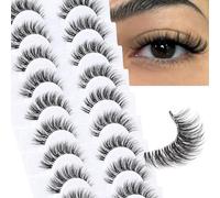 Veleasha Natural Eyelashes Wispy Lashes with Clear Band (Soft Whisper)