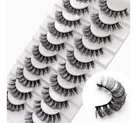 Veleasha Russian Strip Lashes DD Curl False Eyelashes Fluffy Wispy Faux Mink Lashes 10 Pairs Pack (D02)