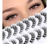 Veleasha Russian Strip Lashes with Clear Band Looks Like Eyelash Extensions D Curl Lash Strips 10 Pairs Pack (DT11)