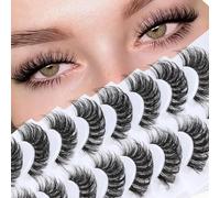 Veleasha Russian Strip Lashes with Clear Band Looks Like Eyelash Extensions D Curl Lash Strips 10 Pairs Pack (DT05)