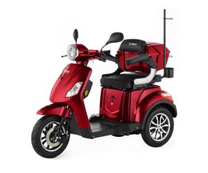VELECO Draco - 3 Wheeled Mobility Vehicle - Fully Assembled and Ready to use - Automatic Magnetic Brake - Walking Stick Holder(RED)