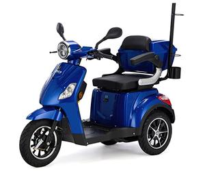 VELECO Draco LIT-ION - 3 Wheeled Mobility Device - Fully Assembled and Ready to use - Removeable Lithium-Ion Battery - Automatic Magnetic Brake - Walking Stick Holder(Blue)