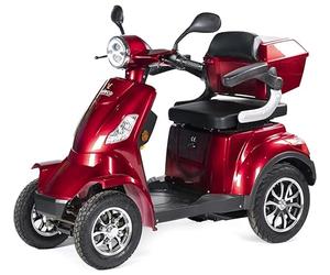 VELECO Faster - 4 Wheeled Personal E-Mobility Device - Fully Assembled and Ready to use - Safe and Stable - Alarm - Spacious Storage & Cupholder (Red)