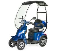 VELECO FASTER ROOF - 4 Wheeled Personal E-Mobility Device - Fully Assembled and Ready to use - Hard-top roof and windshield - Safe and Stable - Alarm - Spacious Storage & Cupholder(BLUE)