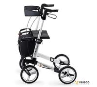 Veleco Folding Aluminium Rollator Flexo 4-Wheeled, Sturdy and Lightweight (Silver)