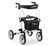Veleco Folding Aluminium Rollator Flexo 4-Wheeled, Sturdy and Lightweight (Silver)