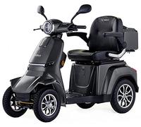 Veleco ® Gravis Modern 4-Wheel Mobility Device with High Capacity Battery (45-60 Km), Full Suspension, Led Lighting and Extra Mobility Vehicle Rain Cover Silver