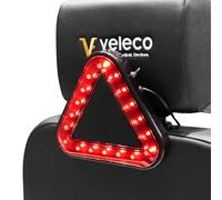 VELECO LED Warning Triangle for Mobility Scooters - High-Visibility Safety Sign and Other Models - Weatherproof, Easy-Mount Caution Light with Red LEDs