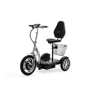 VELECO ZT16-3 Wheeled Mobility Device - Easy to manouver - Big Wheels - Removable Shopping Basket - Small Turning Circle (Silver)