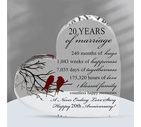 VELENTI 20th Wedding Anniversary Present for Him and Her - China Anniversary Wedding Gifts for Couple - Unique Acrylic Heart-Shaped Keepsake for 20 Anniversary