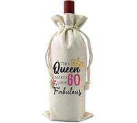 VELENTI 60th Birthday Gifts for Women - Decorative Wine Bag Gift with Witty Quote Cute Female Turning 60 Best Friend Gifts, Wife, Mom, Coworker, Sister Red, Champagne