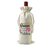 VELENTI 70th Birthday Gift Women Decor Wine Bag Birthday Gift w/ Witty Quote Cute Female Gift Women Turning 70 Best Friend Birthday Gift, Wife, Mom, Coworker, Sister Birthday Gift, Red, Champagne