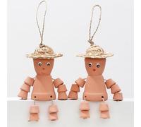 VELENTI Clay Garden Decor - Set of 2 Terracotta Pot Man Bill and Ben Style Ornaments - Lovely Outdoor Accessories - Figurines for Patio, Front Porch