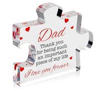 VELENTI Dad Birthday Gift - Engraved Acrylic Block Puzzle - Cool Fathers Day Present from Daughter, Son, Mom - Heartwarming Men Birthday Gift Idea