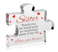 VELENTI Engraved Acrylic Block Puzzle - Cute Sister Gift, Happy Birthday Present