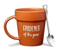 VELENTI Gardener Coffee Mug Gift - Funny Plant Pot Mug with Shovel Spoon - Cool Coffee Mugs for Men, Women - Mug for Gardeners, Dad Birthday Gifts, Cute Mom Christmas Gifts (Gardener Coffee Mug)