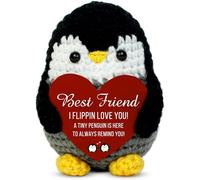 VELENTI Handmade Crochet Penguin Gift for Best Friend - “Best Friend, I Flippin Love You!” - Sentimental Keepsake, Friendship Birthday, Meaningful Gift for Her