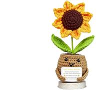 VELENTI Handmade Positive Sunflower Crochet Doll - Get Well Soon Gifts for Women - Feel Better Women's Gifts - Uplifting Presents for Women - After Surgery, Recovery, Thinking About You Coworker Gift