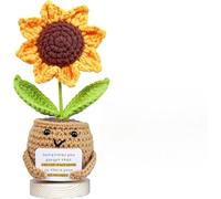 VELENTI Positive Sunflower Crochet Doll with Card - Inspirational Gift for Women with You're Awesome Message - Motivational Gifts for Sister, Teacher - Appreciation, Encouragement Gift, Friend Gifts