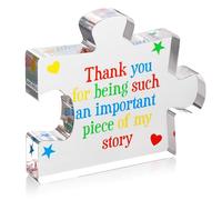 VELENTI Teacher Appreciation Gifts for Women, Men - Thank You Paperweight Acrylic Block Puzzle 3.35 x 2.76 inch - Heartwarming Teacher Gift - Cute Student Teacher Gifts - Novelty Daycare Teacher Gift