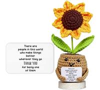 VELENTI Thank You Gifts for Women - Handmade Positive Sunflower Doll Crochet with Card - Crochet Potato Decorative Women's Appreciation Gift - Thank You Present for Friends, Coworker