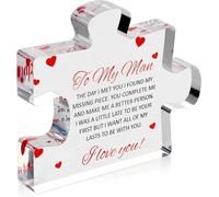 VELENTI Valentines Day Gifts for Him - To My Man Engraved Acrylic Block Puzzle 3.35 x 2.76 inch - Anniversary Present for Husband - Fiance Birthday Gifts, Valentines Day Gifts for Boyfriend