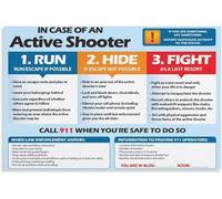 VelfDuel Active Shooter (Run, Hide, Fight) School and Workplace Educational Safety Poster Metal Tin Sign Wall Art Print Modern Family Bedroom Decor Posters 8x12 inch