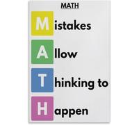 VelfDuel Math Classroom Decor, Mistakes Allow Thinking to Happen, Fun Math Poster Metal Tin Sign Wall Art Print Poster for Living Room Aesthetic 8x12 inch