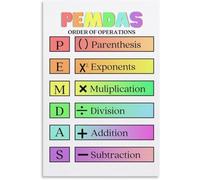 VelfDuel Pemdas Posters, Order of Operations Educational Poster, Math Learning Classroom Poster Metal Tin Sign Wall Art Print Poster for Living Room Aesthetic 8x12 inch
